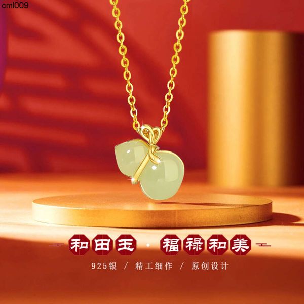 Cabaça prata esterlina hotan jade colar feminino china-chique pequeno popular fulu colar corrente novo chinês jasper pingente