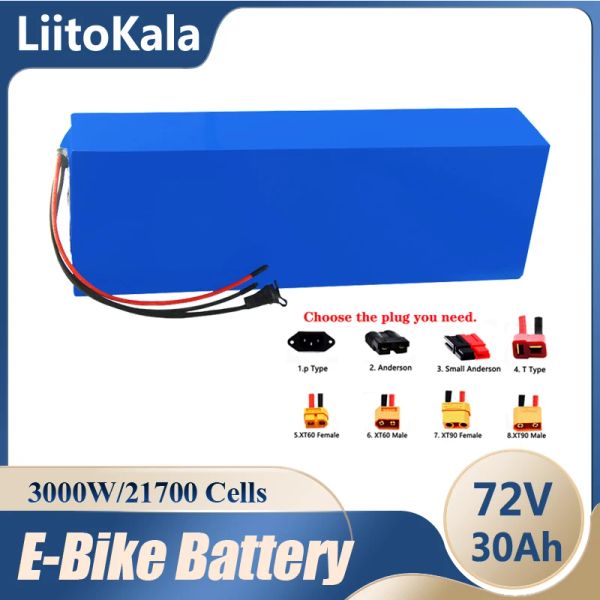 Liitokala 72V 30AH 20S6P 21700 PACCHIA BATTERE LITTIO PER BICY CICHLE ELETTRICE BICYCLE TRICICI ELETTRICI TRICILI GUOLLE