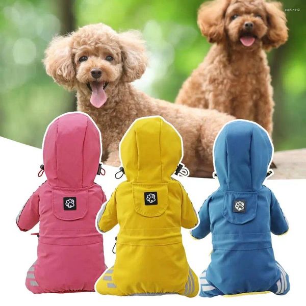 Abbigliamento per cani Mantello antipioggia per animali domestici Cappello leggero e confortevole traspirante Giacca con visiera riflettente ispessita Impermeabile per cuccioli