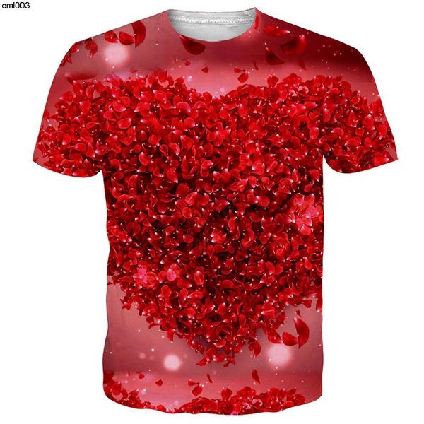 T-shirt da uomo con stampa digitale di vendita calda per coppie di San Valentino che amano le camicie casual a maniche corte S6fe