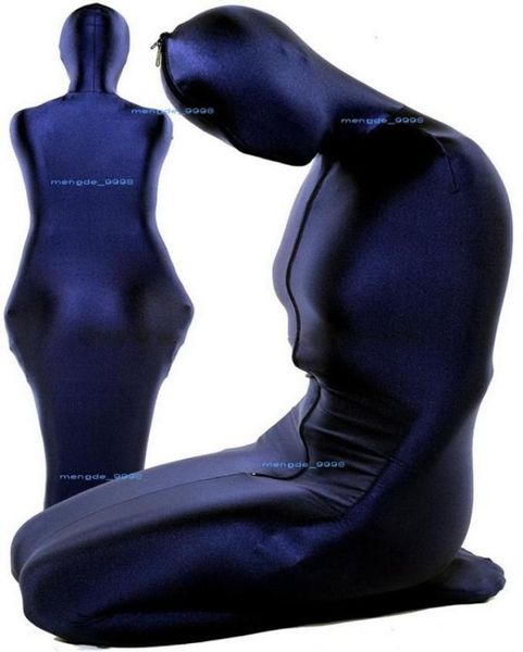 Sacco a pelo unisex vestito blu scuro Lycra Spandex costumi da mummia uomini sexy donne sacchi per il corpo sacchi a pelo Catsuit Costume Halloween Pa4033834
