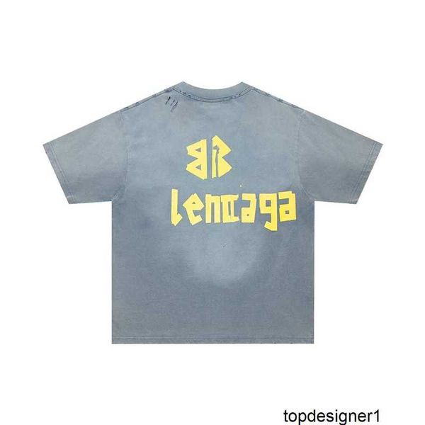Designer Correct Version 2024B Home Neues, kurzärmliges T-Shirt mit blauem und gelbem Farbverlauf und Bandverband für Männer und Frauen 30XZ