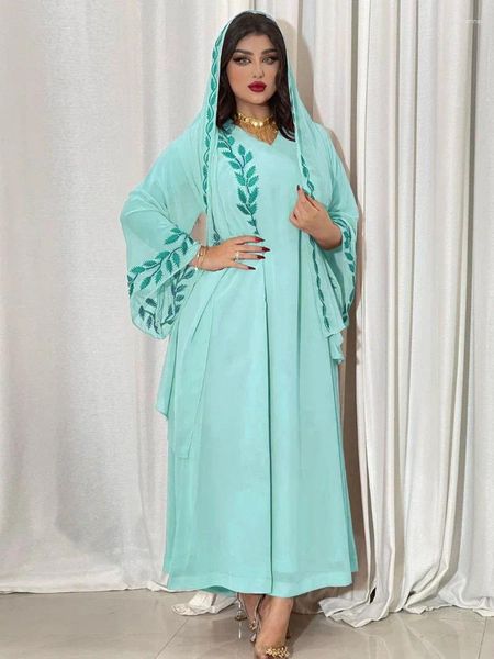 Abbigliamento etnico Marocco Abito musulmano Donna Floreale Abaya Caftani Emboridery Abiti da sera Donna Dubai Turchia Abito lungo Femme Abiti Eid