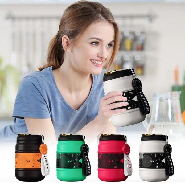 Garrafas de água 380ml caneca de café isolada com tampa à prova de derramamento de vácuo viagem display digital inteligente copo térmico para gelo frio