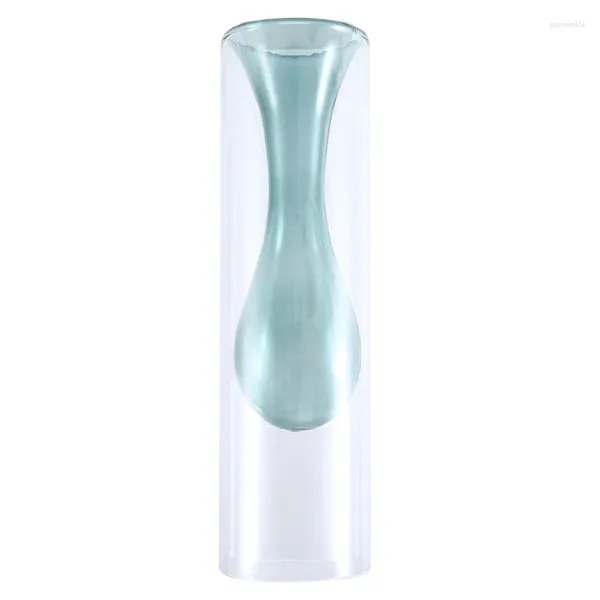 Vasen, Glasvase, grün, doppelwandig, zylindrisch, hydroponische Dekoration, nordische Ästhetik