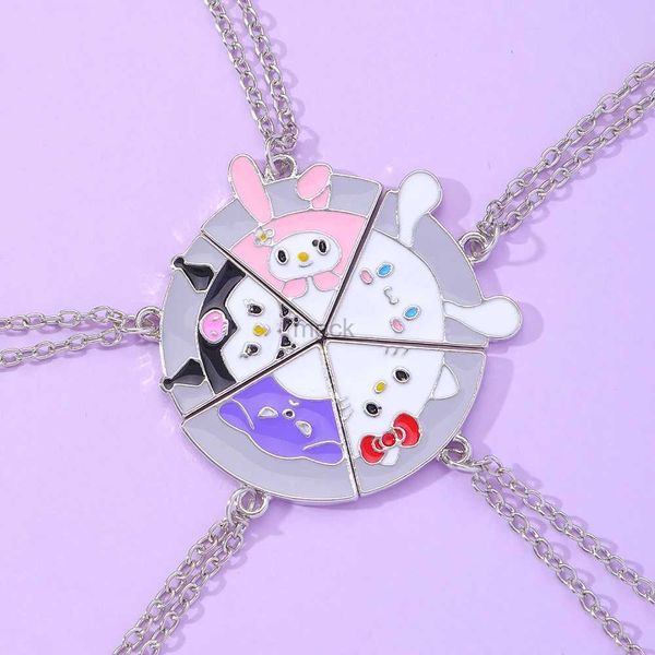 Collane con ciondolo Simpatico animale Coniglio Orso Gatto Cane Gattino Puzzle Pizza Collana con ciondolo Set per 5 bambini Migliori amici Sorella Regalo Commercio all'ingrosso 240330