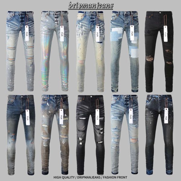 2024 Roxo Preto Designer Slim Fit Calças EUA Mens Y2K Skinny Jeans Reino Unido Pantalones Outfits Drip Kgy668
