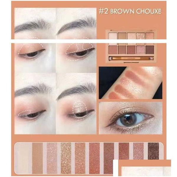 Lidschatten Huda Baby The Bed Nudes Lidschatten-Palette 10 Farben Make-up Naked Natural Nude Matte Shimmer Glitter Pigment Rose Gold Textu Dhptq