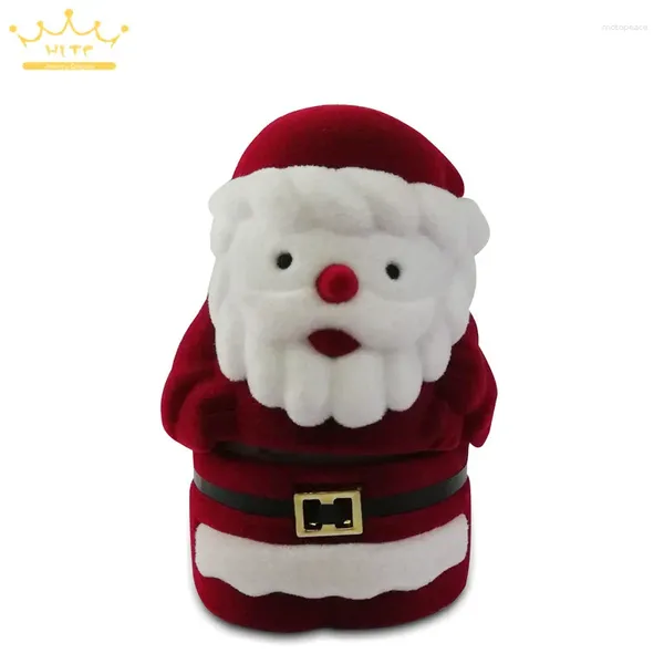 Schmuck Beutel Santa Claus Ring Box Samt Lagerung Kleine Ohr Stud Halter Überraschung Party Geschenk Verpackung Boxen Großhandel