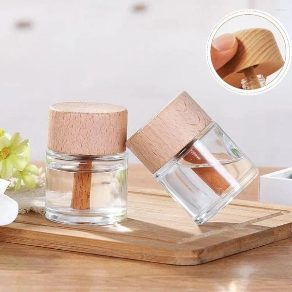 Bottiglie di stoccaggio Diffusore in vetro da 50 ml con tappo in legno Mini bottiglia di profumo trasparente Decorazioni per la casa Auto