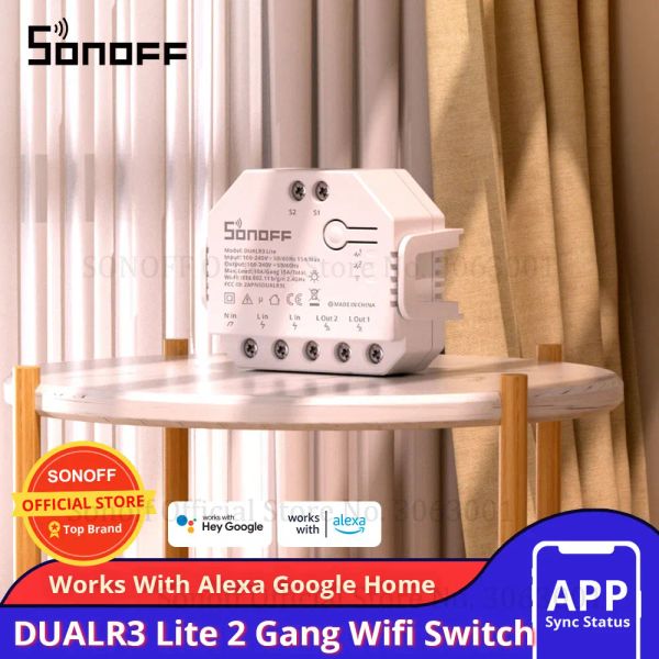 Controlla l'interruttore Wi-Fi Sonoff Dual 2CH Interruttore Wi-Fi remoto controllato a doppia luce Controlla due dispositivi Lo switch wireless intelligente funziona con Alexa