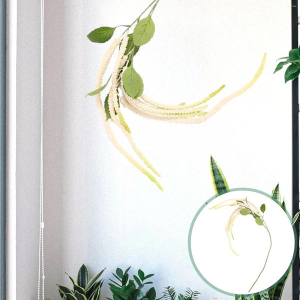 Flores decorativas plantas falsas simuladas pendurado arroz casamento teto decoração macia casa (cauda amaranto branco verde)