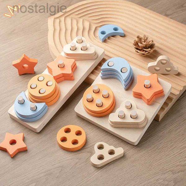 Blocchi Montessori Giocattolo Blocchi di costruzione in legno Apprendimento precoce Giocattoli educativi Forma di colore Abbinamento Bambini Puzzle Giocattoli per bambini Ragazzi Ragazze 240401