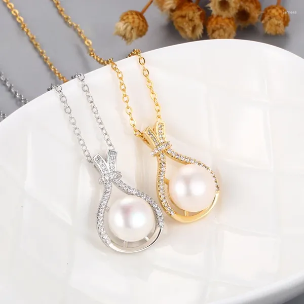 Ожерелья с подвесками 2024 Натуральный пресноводный жемчуг, инкрустированный цирконом Сумка для денег Модное простое персонализированное и универсальное ожерелье для женщин