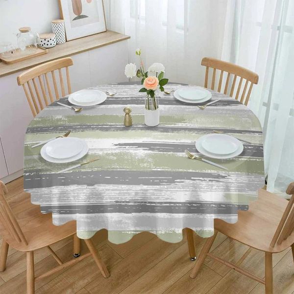 Pano de mesa pintura geométrica mouse grama verde cinza toalha de mesa à prova dwaterproof água decoração casamento casa cozinha sala jantar redonda