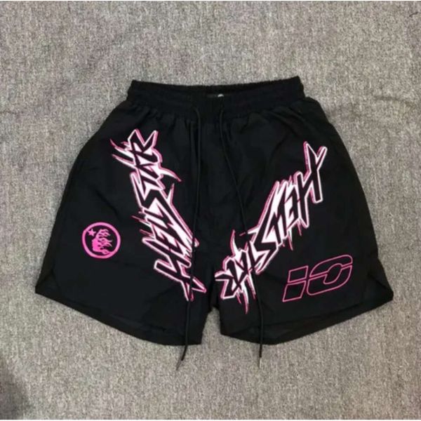 Hellstar shorts masculino designer calças curtas casuais praia basquete correndo fiess moda hell star novo estilo hip hop shorts qw3