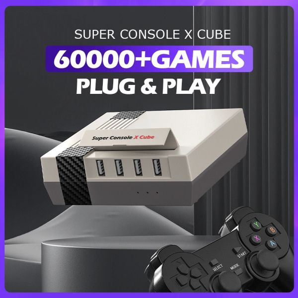 Konsollar Retro Video Oyunu Konsolu Süper Konsol X Cube PS1/PSP/N64/DC/NDS 4K HD Mini TV Kutusu Oyun Oyuncusu için 60000'den fazla Klasik Oyun