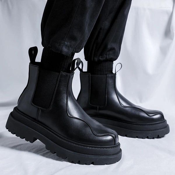 Casual Schuhe Hohe Qualität Mode Männer Plattform Militär Stiefel Stilvolle Männliche Heels Echtes Leder