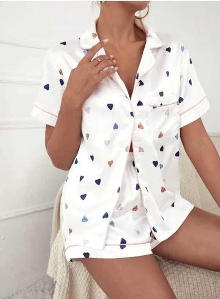 43x0 sexy Pyjama hochwertige Satin -Seiden -Pyjamas Set für Frauen zwei Stücke Shorts Sets Nachtwäsche Pyjamas Sommer -Loungewaren -Heimkleidung 2404101