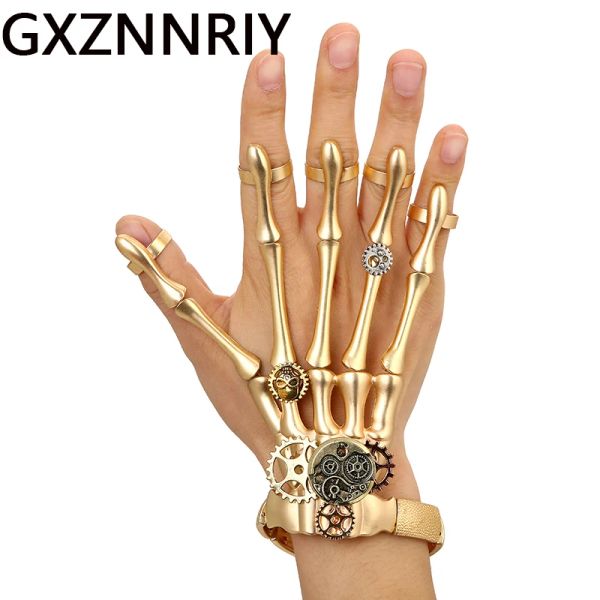 Braccialetti gold braccialetti punk braccialetti per donne accessori di Halloween Skeleton Scheletro anello a mano elastico uomo Steampunk uomini regalo