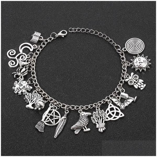 Charm Armbänder Halloween Armband Rich Pendantl Stern Mond Horror Spinne Magic Broom Punk Weihnachten Damenschmuck Drop Lieferung Dh7Ou