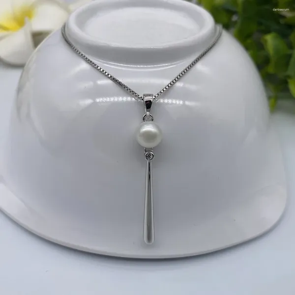 Ciondoli Sinya 925 puro argento bastone ciondolo fascino collana di perle d'acqua dolce naturale includono catena da 18 pollici gioielli di moda per le donne