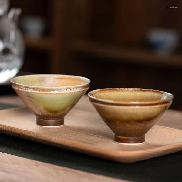 TeAware Setleri Jingdezhen El Yapımı Taklit Yakın Yemeği Antika Seramik Master Cup Çayı Büyük Japon Zen Bambu Şöp Türü