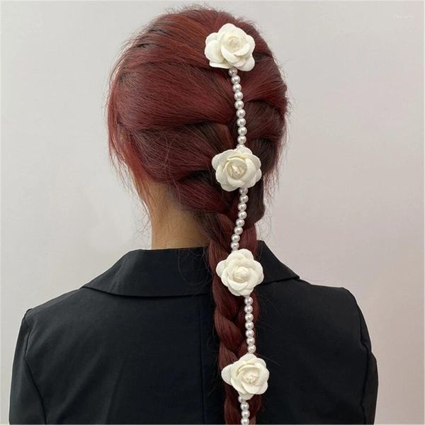 Forniture per feste Flower Rose Hairpin per banchetti/perle perle clip Camellia Chain Bows Donne Dinesco