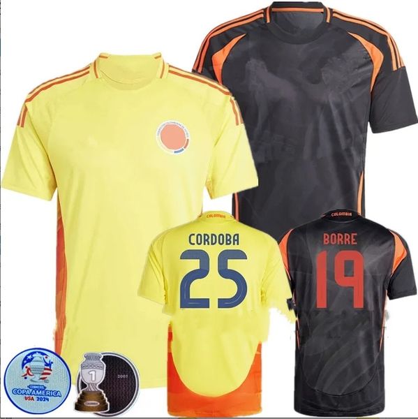 Camisetas Colombia JAMES Soccer Jerseys Kit Versão do jogador 2024 Copa América Columbia National Team Home Away Set D.VALOYES ARANGO C. CHUCHO CUADRADO Futebol