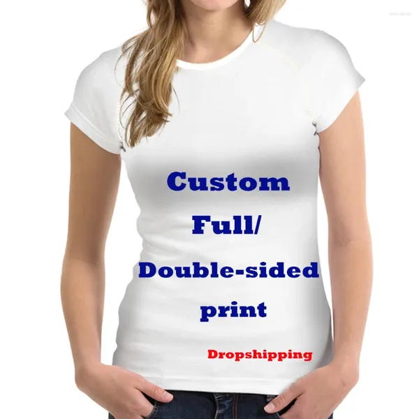 Camisetas femininas camisa de marca femme com diy personalizado streetwear mulheres topos meninas o-pescoço t-shirts feminino padrão impressão roupas de fitness t