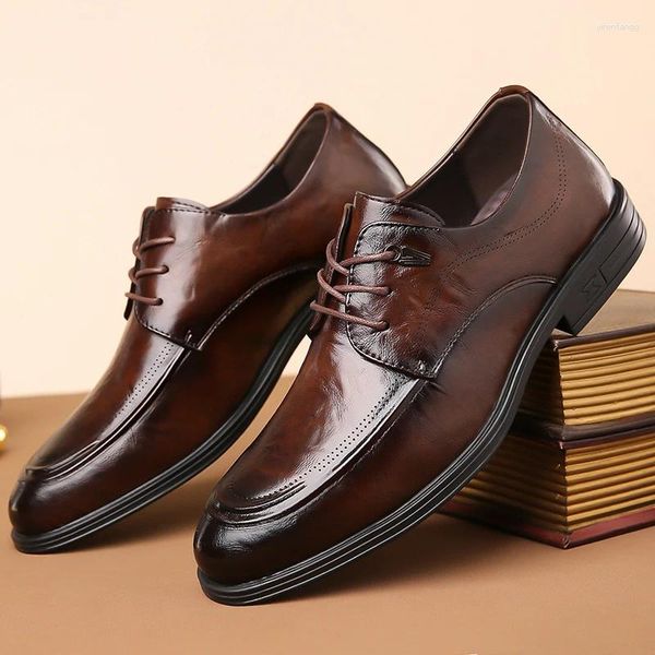 Sapatos casuais masculinos moda couro confortável resistente ao desgaste sapato formal oxfords italianos para festa de casamento