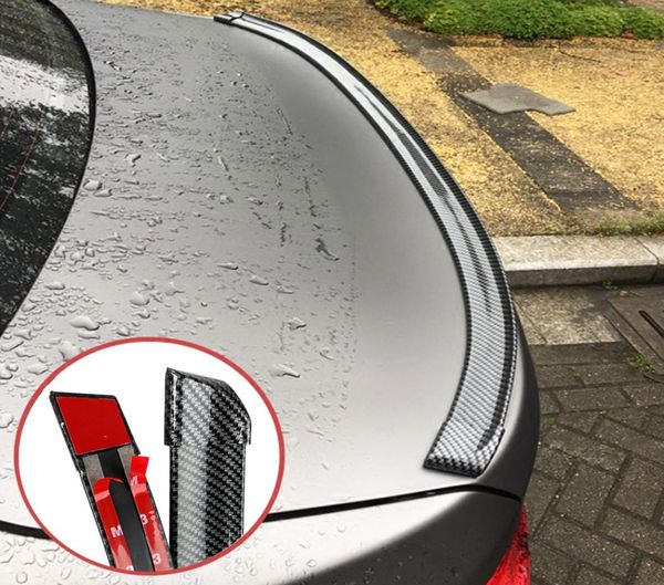 Fibra de carbono adesivo de borracha macia auto tronco spoiler 5ft carro traseiro telhado asa lábio universal brilhante auto adesivo guarnição carstyling7757808