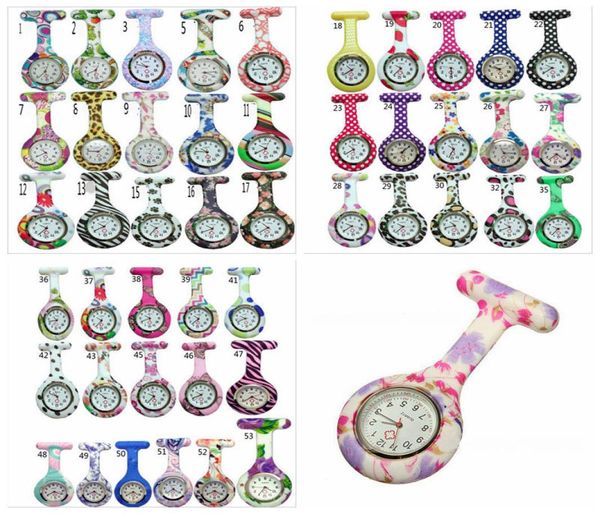 Enfermeira Relógios Doutor Fob Relógio de Quartzo Relógio de Bolso de Silicone Broche Relógios Coloridos Camuflagem Imprime Túnica Pin Relógios 53 Cores 2265463