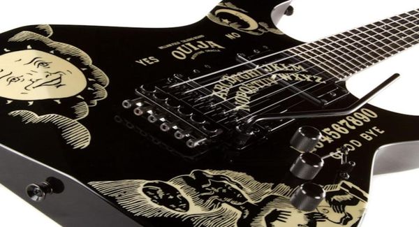 Promoção KH2 2009 Ouija Kirk Hammett Assinatura Preto Guitarra Elétrica Reverse Headstock Floyd Rose Tremolo Preto hardware3660653