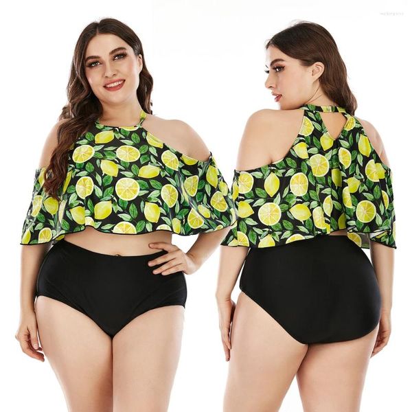 Damenbadebekleidung Bikini 2024 Frau Kleidung Badeanzug Damen 2 Stück Zitrone Weibliches Set Tangas Elegant nach Brasilien Plus Size Beach Wear