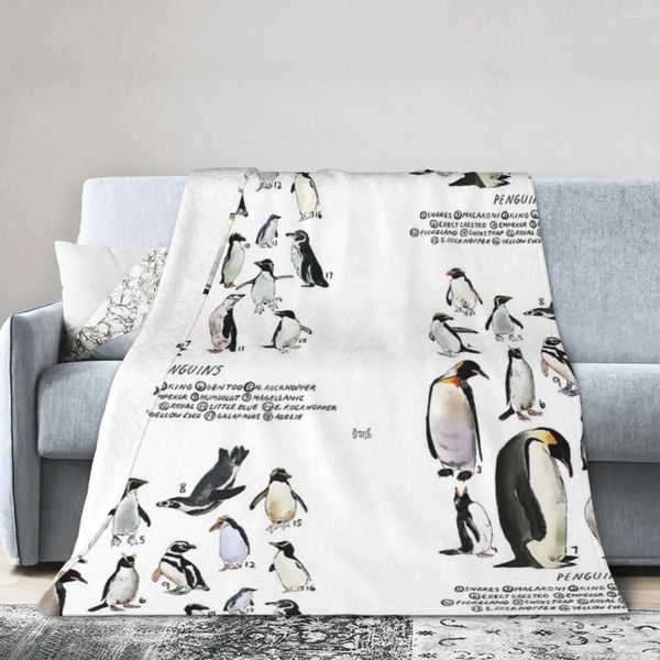 Cobertores Pinguins Transparentes!Cobertor macio e quente de flanela, capa para cama, sala de estar, piquenique, viagem, sofá para casa