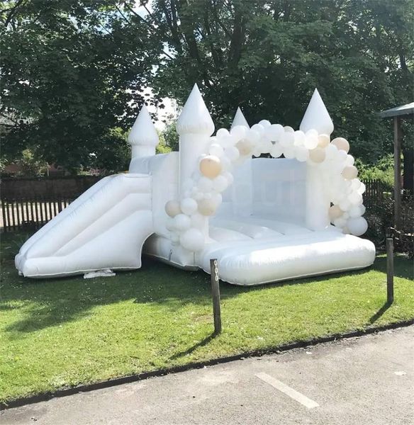 Casa inflável do leão-de-chácara do casamento do castelo do material de pvc e de oxford centro inflável bouncy do partido com corrediça seca