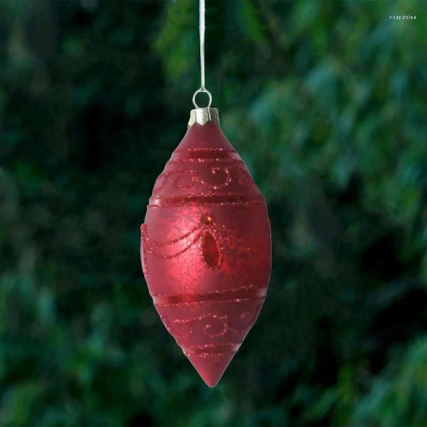 Decorazione per feste 12 pezzi / pacco 6 12 cm Serie rossa Ciondolo in vetro a forma di cono Albero di Natale Appeso Appendiabiti decorativo Ornamento Regalo per amico