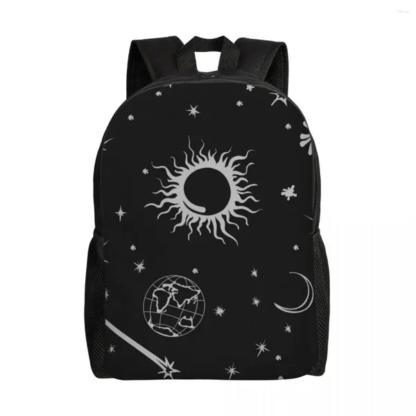 Zaino Borsa da scuola Borsa a tracolla casual per laptop da 15 pollici Zaino da viaggio Spazio Sole Luna Terra Stelle Mochila