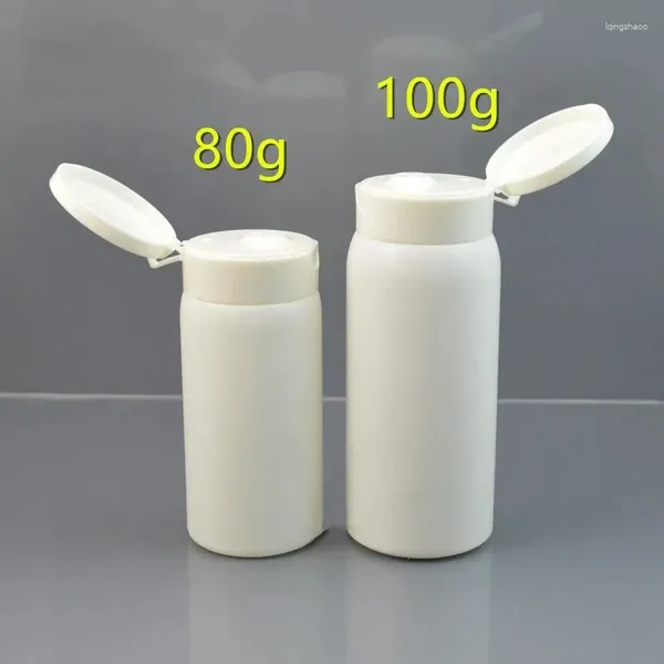 Bottiglie di stoccaggio 200 pz 80 ml/100 ml di Plastica Bianca Coperchio di Vibrazione PE Bottiglia di Polvere Riutilizzabile Campione Cosmetico Contenitore di Essenza di Perla