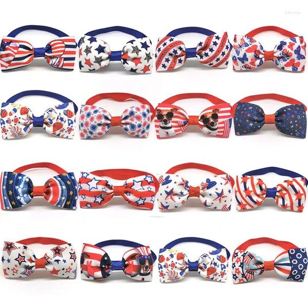 Köpek kıyafetleri 50pcs Bağımsızlık Günü Pet Kedi Yakası Bowties Kazılar Küçük Bowtie Orta Bakım Aksesuarları Malzemeleri