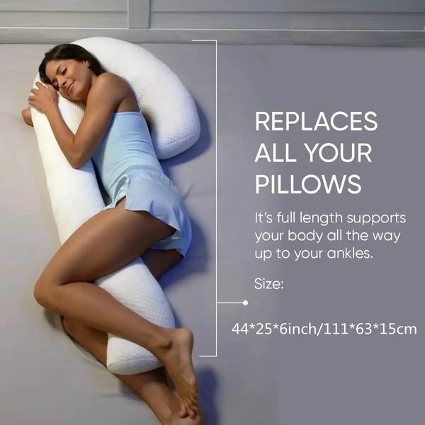 Travesseiro de corpo de cisne contorno para dormir tecido de malha confortável travesseiro de corpo inteiro para gravidez com capa removível 240314