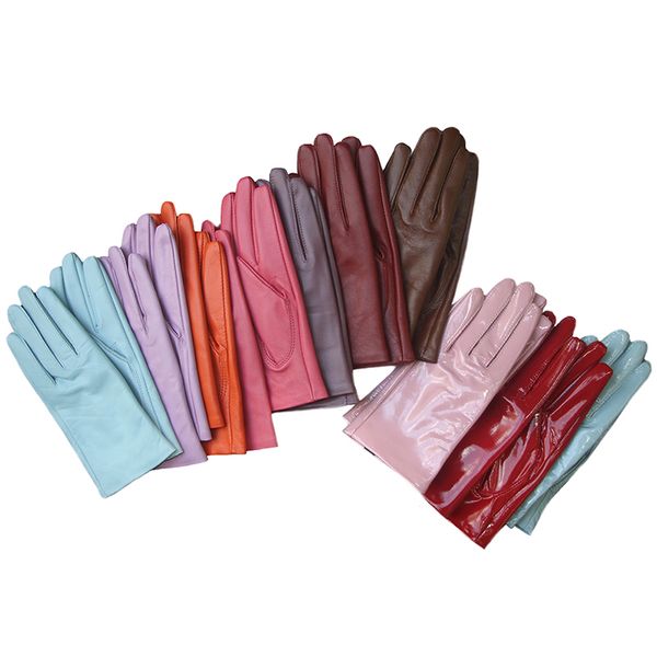 Women Women Gloves autentica agnello vera pelle vera pelle di pecora autunnale e inverno più velluto di velluto femminile glove corto 27 colori