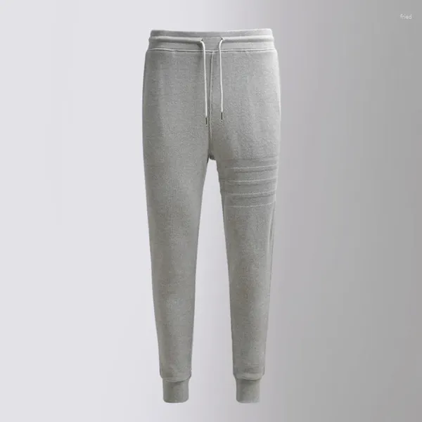 Calças masculinas marca coreana primavera outono algodão calça na moda magro design de alta qualidade cor sólida sweatpants