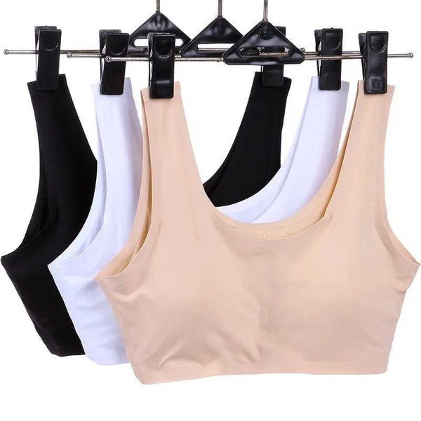 Cuscinetto per il seno Reggiseno sportivo senza fili in seta ghiaccio antitraccia tinta unita base monopezzo avvolgente per il torace con imbottitura per il torace 240330