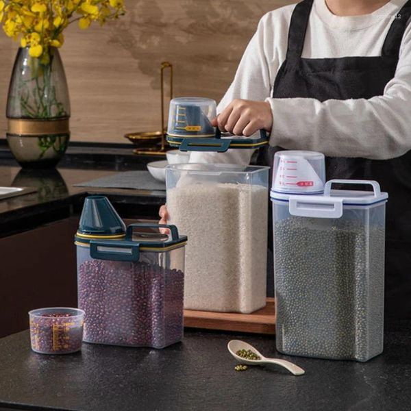 Bottiglie di stoccaggio Contenitori per cucina Scatola Dispenser per cereali Dispenser sigillato per insetti Tamburo multicereali a prova di umidità Contenitore per riso per alimenti Organizzatore