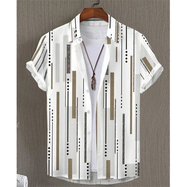 Camicia hawaiana per uomo Camicie a maniche corte stampate a righe 3d Magliette estive ad asciugatura rapida Camicie da uomo oversize semplici e larghe 240329