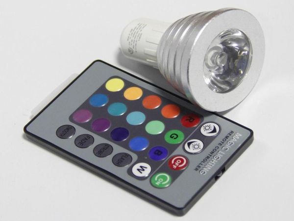 Lampadina LED RGB da 3 W di nuovo arrivo 16 Faretti che cambiano colore Luce led RGB MR16 GU53 con telecomando a 24 tasti 85265V6285255