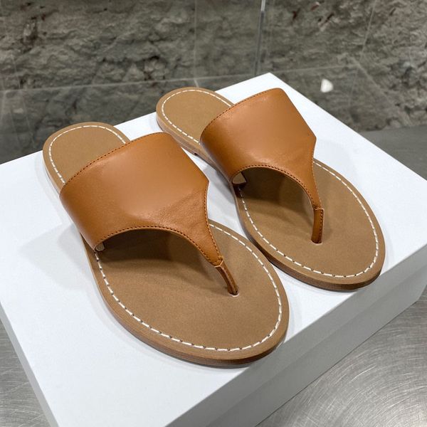 2024 Pantofole di marca firmate Le migliori infradito da donna di qualità Nuovi sandali da spiaggia con fondo piatto in rilievo con punta in pelle 35-41