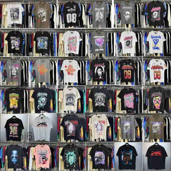 t-shirt hellstar designer T-shirt da uomo t-shirt grafica hipster tessuto lavato Street graffiti Lettering lamina stampa Vintage Nero Vestibilità ampia eur taglia s-xl 3K3X